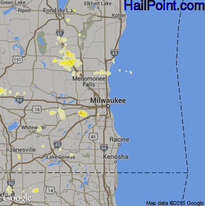 Hail Map for Milwaukee, WI Region on July 31, 2012