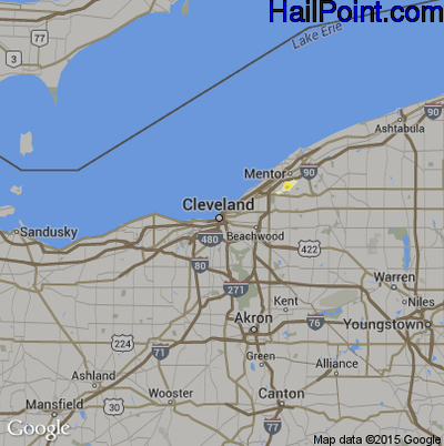 Hail Map for Cleveland, OH Region on August 10, 2012
