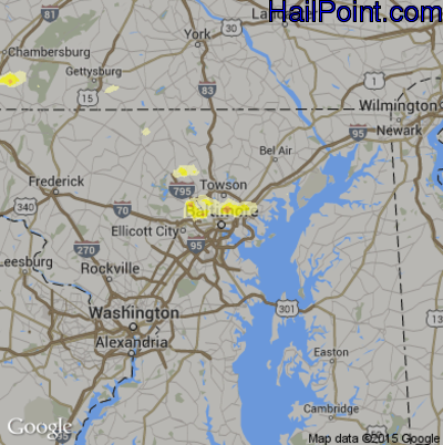 Hail Map for Baltimore, MD Region on August 14, 2012