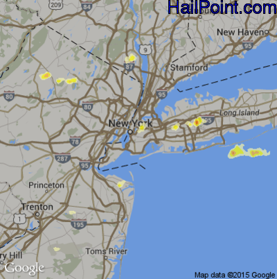 Hail Map for New York, NY Region on August 15, 2012