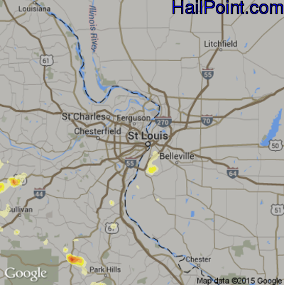 Hail Map for St. Louis, MO Region on September 6, 2012