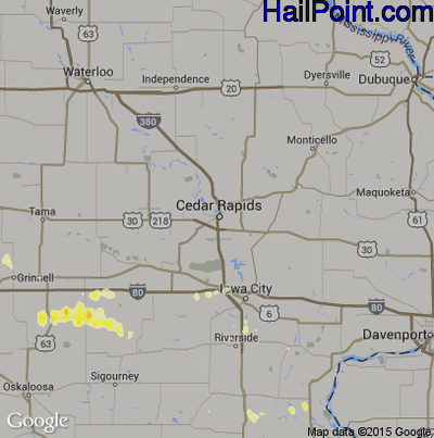 Hail Map for Cedar Rapids, IA Region on September 7, 2012 