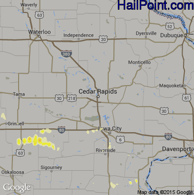 Hail Map for Cedar Rapids, IA Region on September 7, 2012