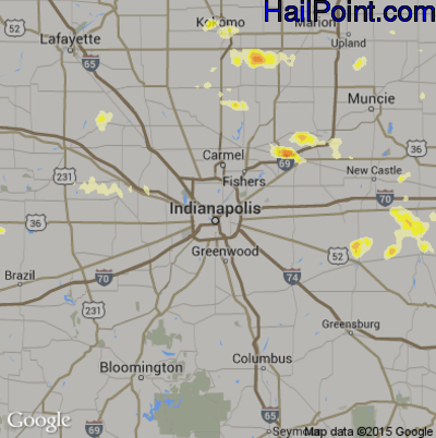 Hail Map for Indianapolis, IN Region on September 7, 2012