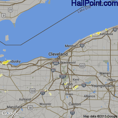 Hail Map for Cleveland, OH Region on September 7, 2012