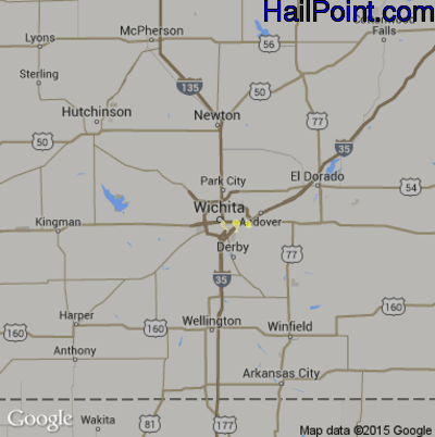 Hail Map for Wichita, KS Region on September 7, 2012 