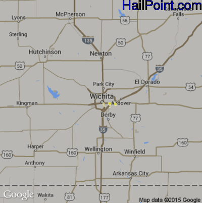Hail Map for Wichita, KS Region on September 7, 2012