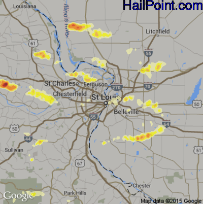 Hail Map for St. Louis, MO Region on September 7, 2012 