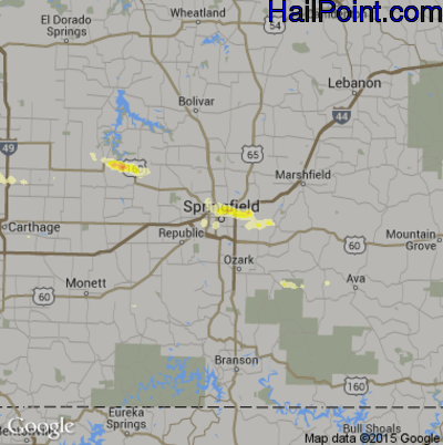 Hail Map for Springfield, MO Region on September 21, 2012