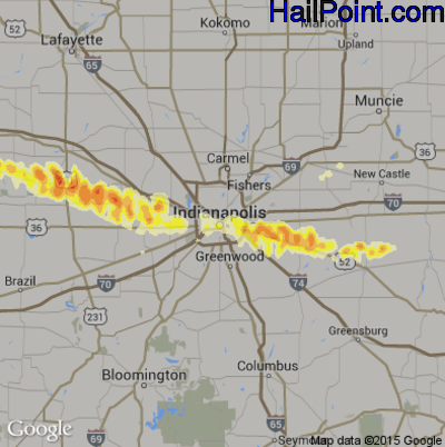 Hail Map for Indianapolis, IN Region on September 21, 2012