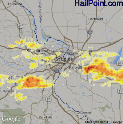 Hail Map for St. Louis, MO Region on September 25, 2012