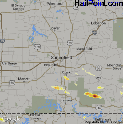 Hail Map for Springfield, MO Region on September 27, 2012 