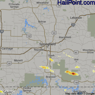 Hail Map for Springfield, MO Region on September 27, 2012