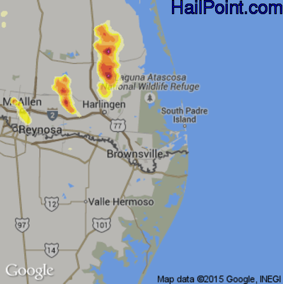 Hail Map for Brownsville, TX Region on October 18, 2012