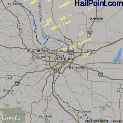 Hail Map for St. Louis, MO Region on October 22, 2012 