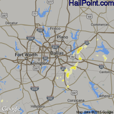 Hail Map for Dallas, TX Region on November 3, 2012 