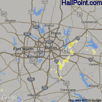 Hail Map for Dallas, TX Region on November 3, 2012