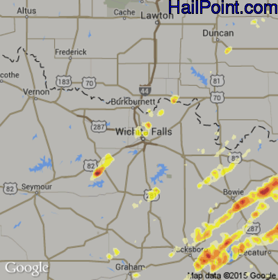 Hail Map for Wichita Falls, TX Region on March 9, 2013