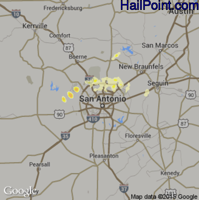 Hail Map for San Antonio, TX Region on March 10, 2013 