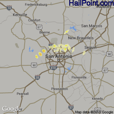 Hail Map for San Antonio, TX Region on March 10, 2013
