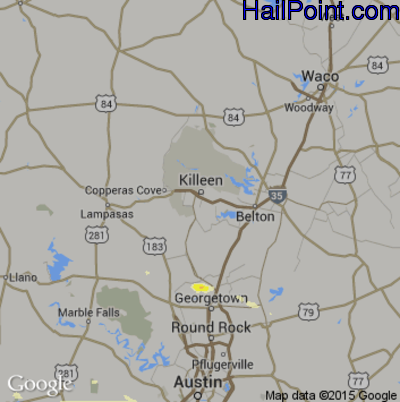 Hail Map for Killeen, TX Region on March 20, 2013