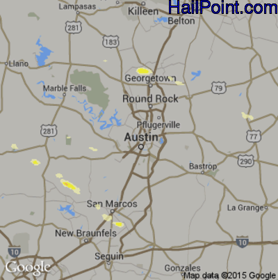 Hail Map for Austin, TX Region on March 20, 2013