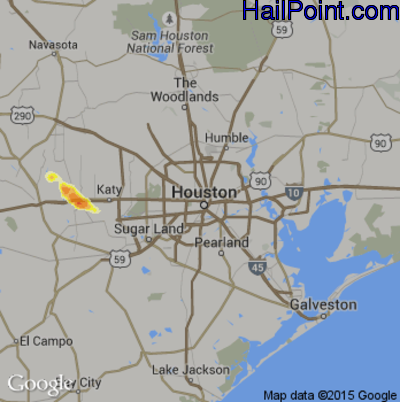 Hail Map for Houston, TX Region on March 20, 2013 