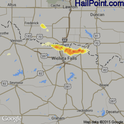 Hail Map for Wichita Falls, TX Region on March 30, 2013 