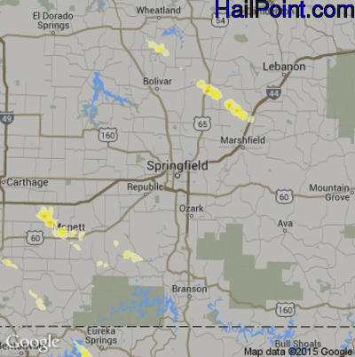 Hail Map for Springfield, MO Region on March 31, 2013