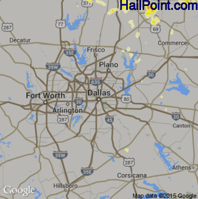 Hail Map for Dallas, TX Region on March 31, 2013