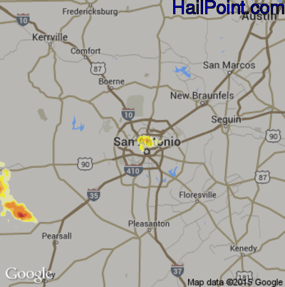 Hail Map for San Antonio, TX Region on March 31, 2013 