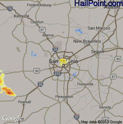 Hail Map for San Antonio, TX Region on March 31, 2013