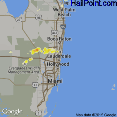 Hail Map for Fort Lauderdale, FL Region on April 4, 2013