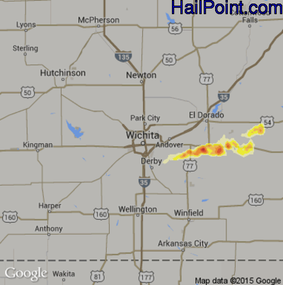 Hail Map for Wichita, KS Region on April 7, 2013 