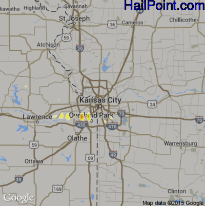 Hail Map for Kansas City, MO Region on April 8, 2013