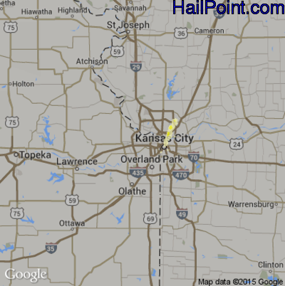 Hail Map for Kansas City, KS Region on April 10, 2013