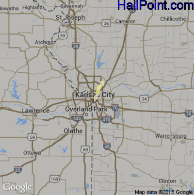 Hail Map for Kansas City, MO Region on April 10, 2013 