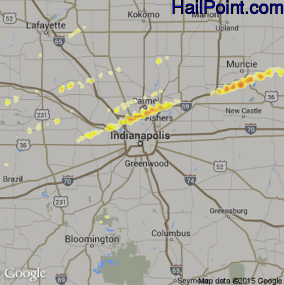 Hail Map for Indianapolis, IN Region on April 10, 2013 