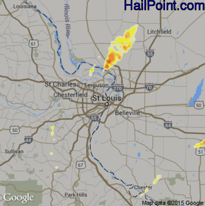 Hail Map for St. Louis, MO Region on April 10, 2013
