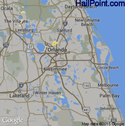 Hail Map for Orlando, FL Region on April 14, 2013