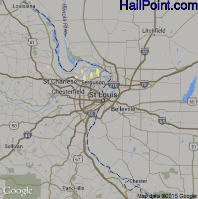Hail Map for St. Louis, MO Region on April 15, 2013