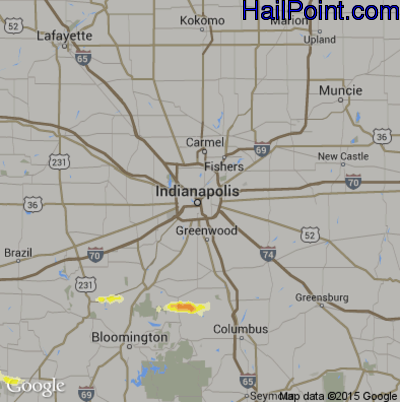 Hail Map for Indianapolis, IN Region on April 17, 2013 