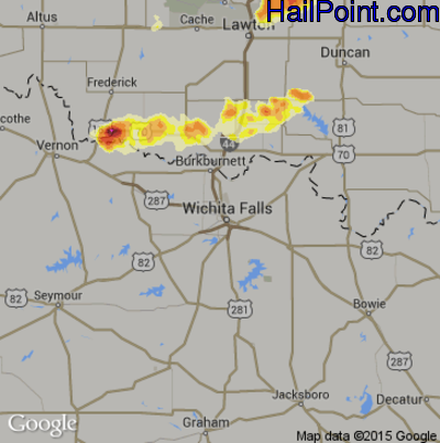 Hail Map for Wichita Falls, TX Region on April 18, 2013 