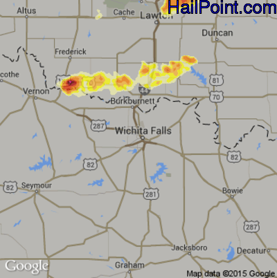 Hail Map for Wichita Falls, TX Region on April 18, 2013