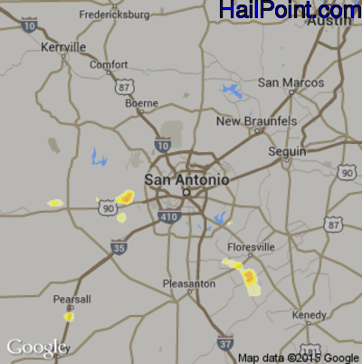Hail Map for San Antonio, TX Region on April 28, 2013
