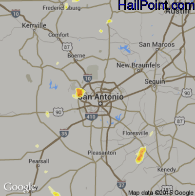 Hail Map for San Antonio, TX Region on April 29, 2013 