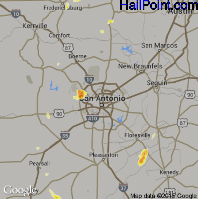 Hail Map for San Antonio, TX Region on April 29, 2013