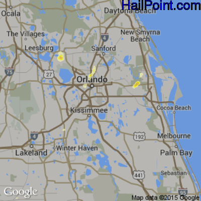 Hail Map for Orlando, FL Region on April 30, 2013 