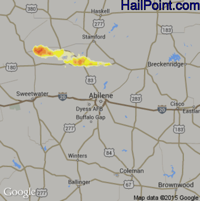 Hail Map for Abilene, TX Region on May 8, 2013 