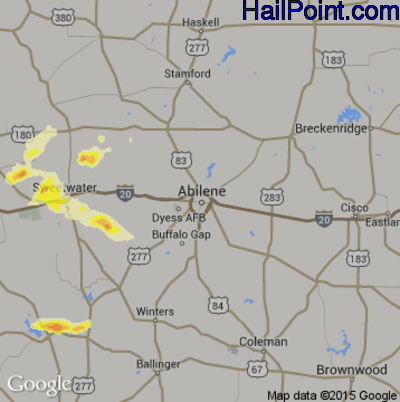 Hail Map for Abilene, TX Region on May 9, 2013 